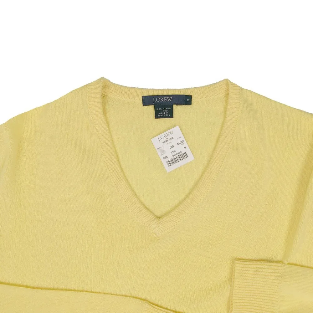 NEW J Crew Mens Sweater! M L XL  Yellow  V Neck  100% Fine Merino Wool